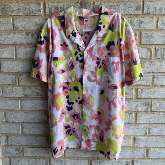 LEVI'S Short Sleeve Button Up Collared Floral Classic Camp Shirt Men's Size XL - Picture 1 of 8
